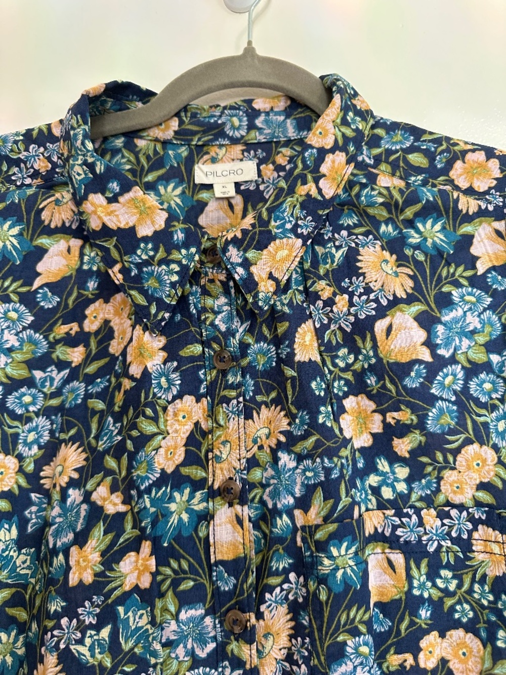 Pilcro The Aly Puff-Sleeve Blouse, Blue Floral, Size XL - Picture 9 of 9